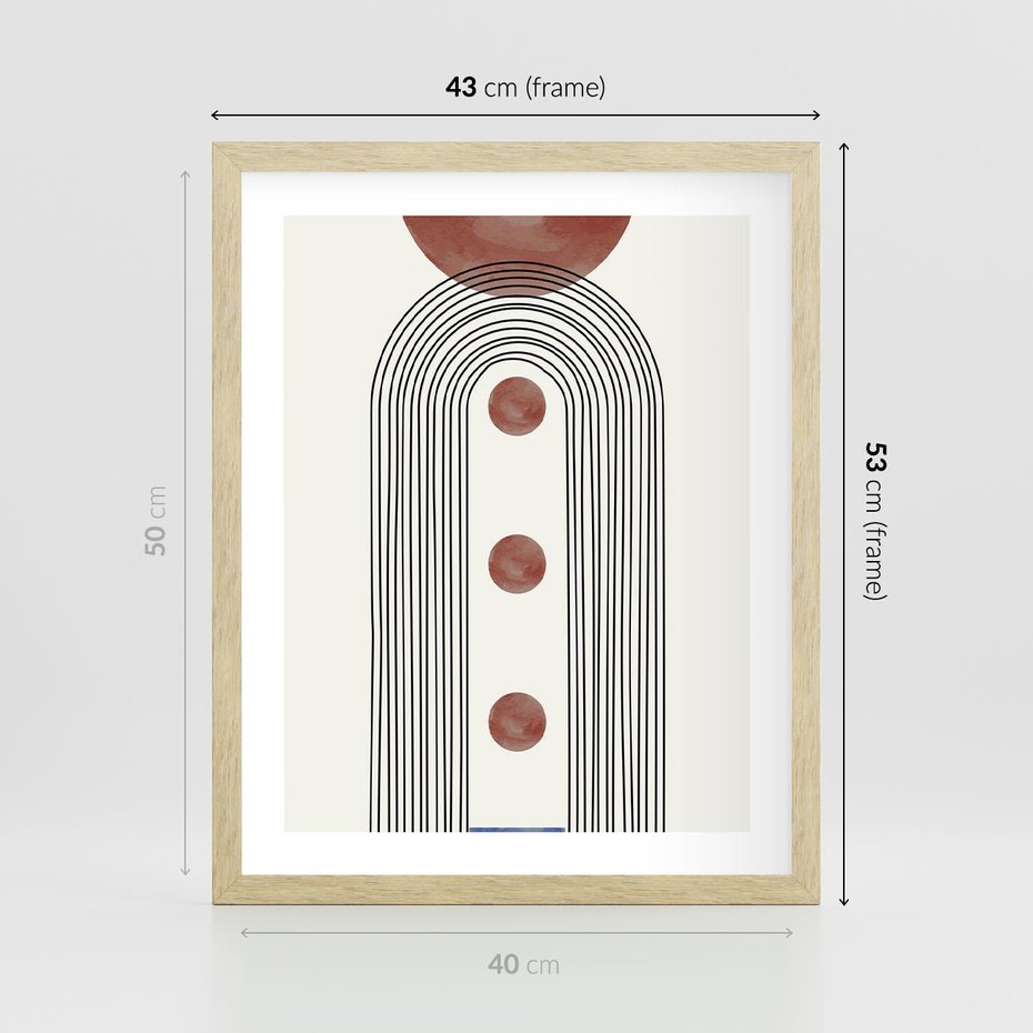 Plakat w ramie 40x50 - Symfonia Kształtów - nowoczesny plakat, styl midcentury - rama drewno