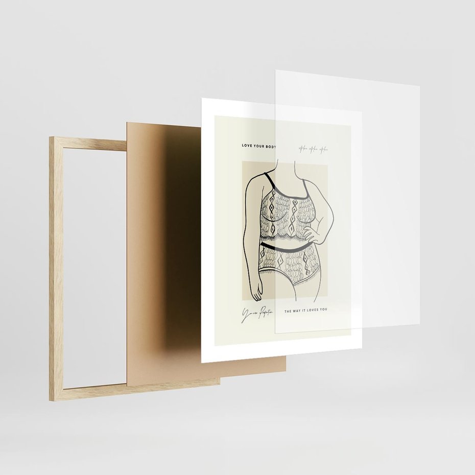 Plakat w ramie 40x50 - Spojrzenia Wewnętrznych Widoków - nowoczesna sztuka kobieca, plakat - rama drewno