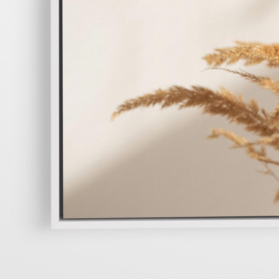 Obraz w ramie 80x80 - Swobodne trawy boho - boho, suche - rama biała