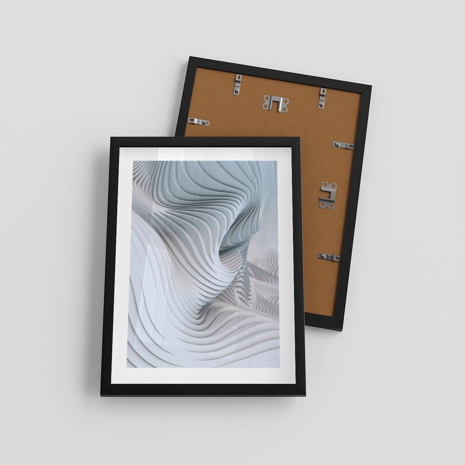 Plakat w ramie 30x40 - Abstrakcyjne Przestrzenie - geometria, 3D - rama czarna