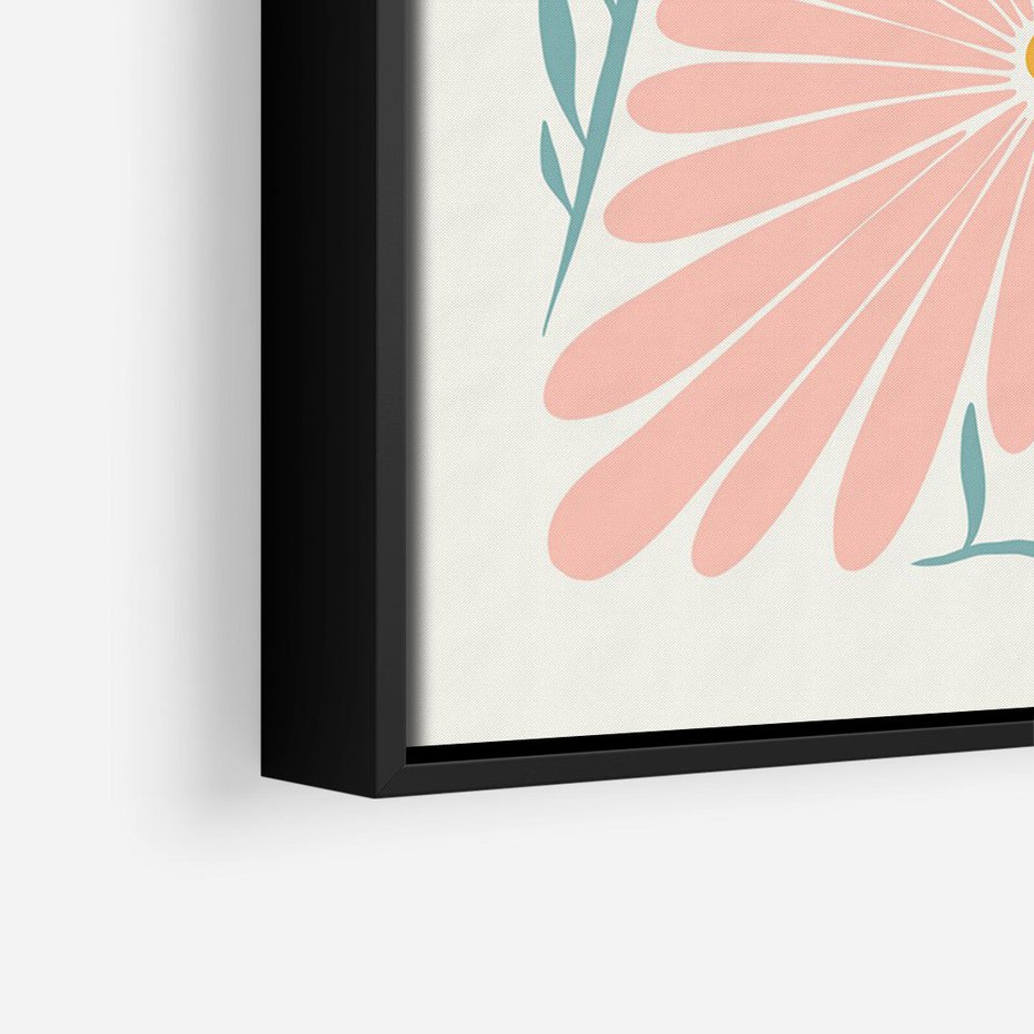 Obraz w ramie 50x70 - Symfonia Światła - typografia, pastelowa stokrotka - rama czarna