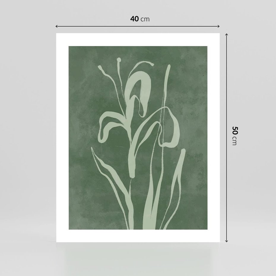 Plakat bez ramy 40x50 - Zielony Oddech - zielona abstrakcja, zgaszona zieleń