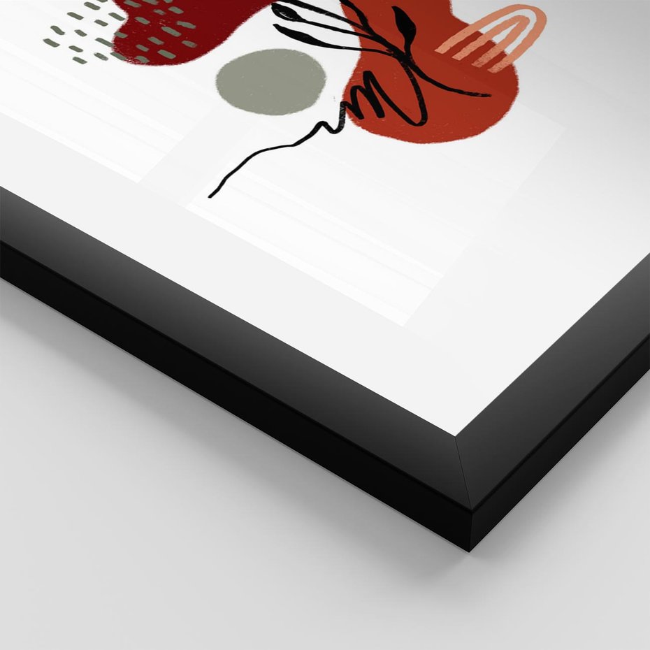 Plakat w ramie 40x50 - Migocące Kształty Liści - bstrakcyjna sztuka, boho kształty - rama czarna