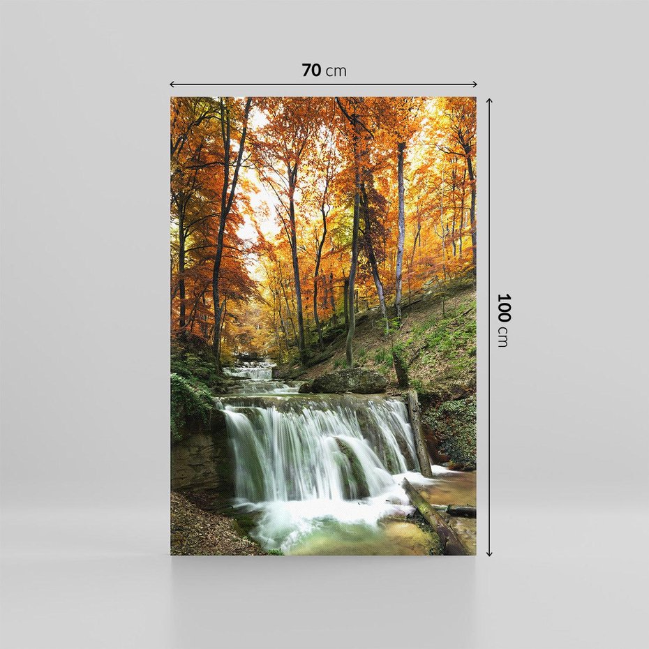 Obraz na płótnie 70x100 - Jesienny wodospad w lesie - wodospad, las