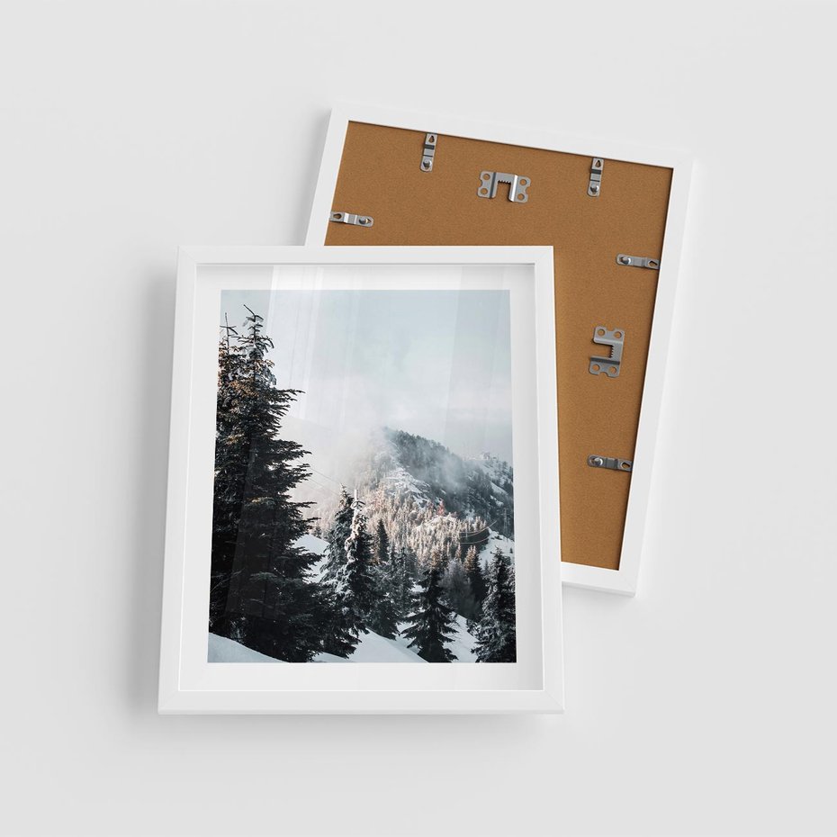 Plakat w ramie 40x50 - Góry, Las i Śnieg na Obrazie - góry, las - rama biała