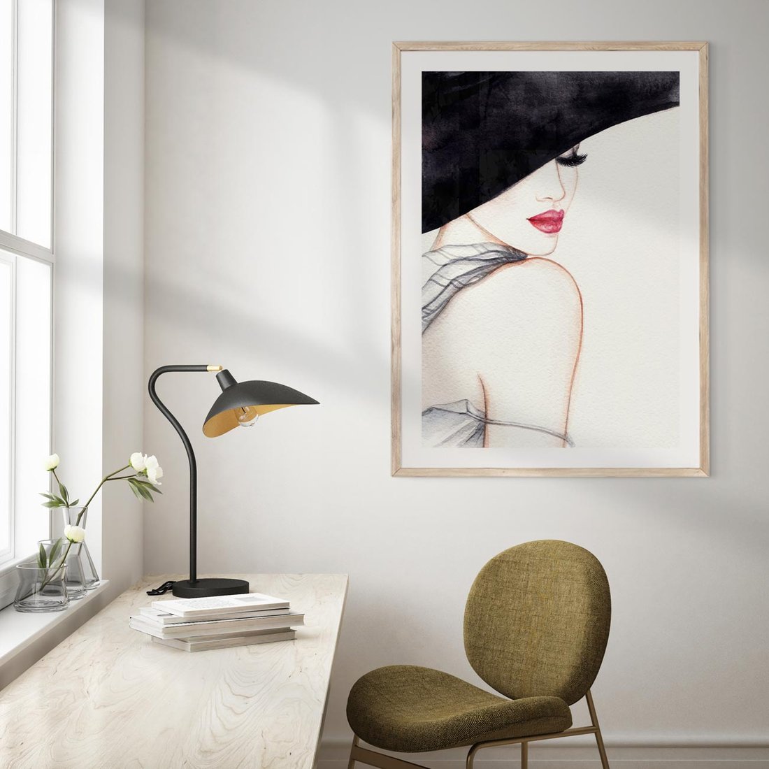 Plakat w ramie 40x50 - Stylowa Ekspresja - kobieta, moda - rama drewno