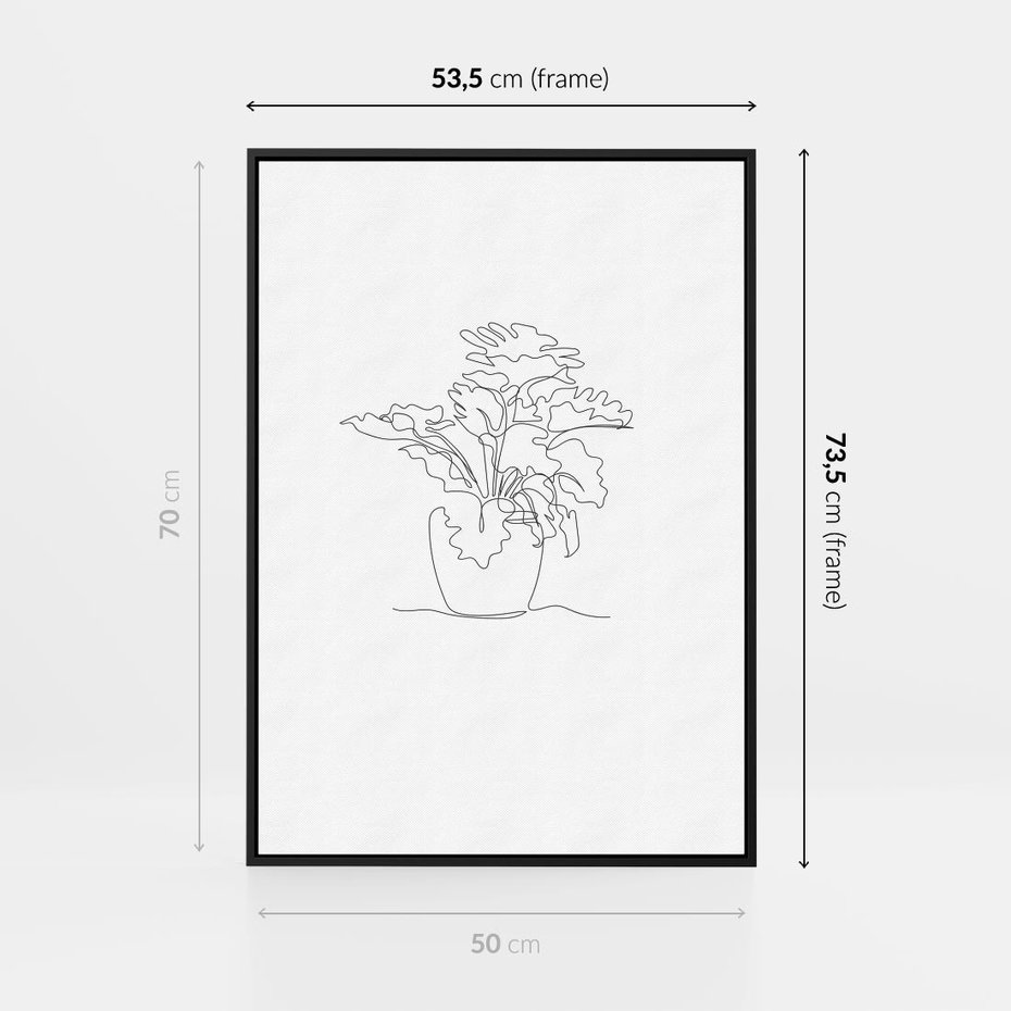 Obraz w ramie 50x70 - Rozkwitające Formy - szkic, minimalizm - rama czarna
