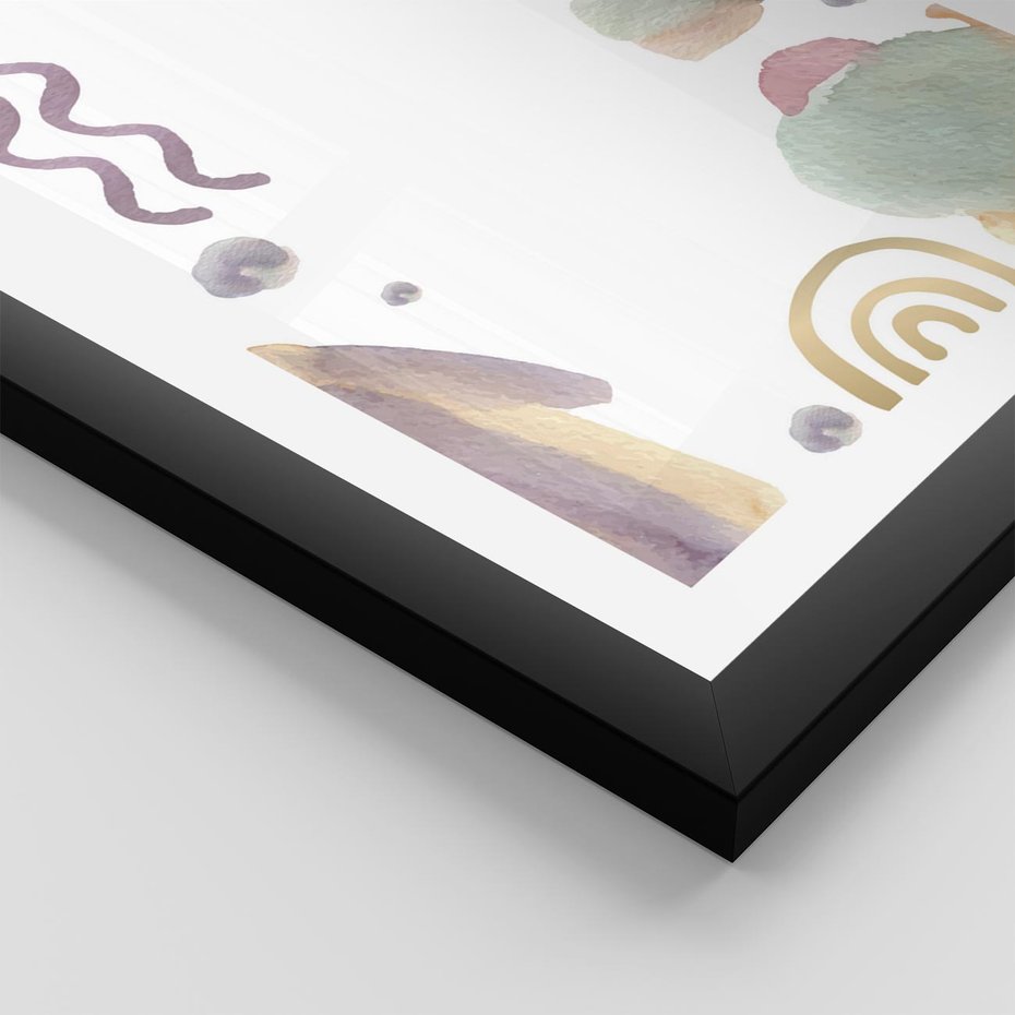 Plakat w ramie 30x40 - Pastelowe Wnętrza Emocji - abstrakcyjny palakt, akwarelowe plamy - rama czarna