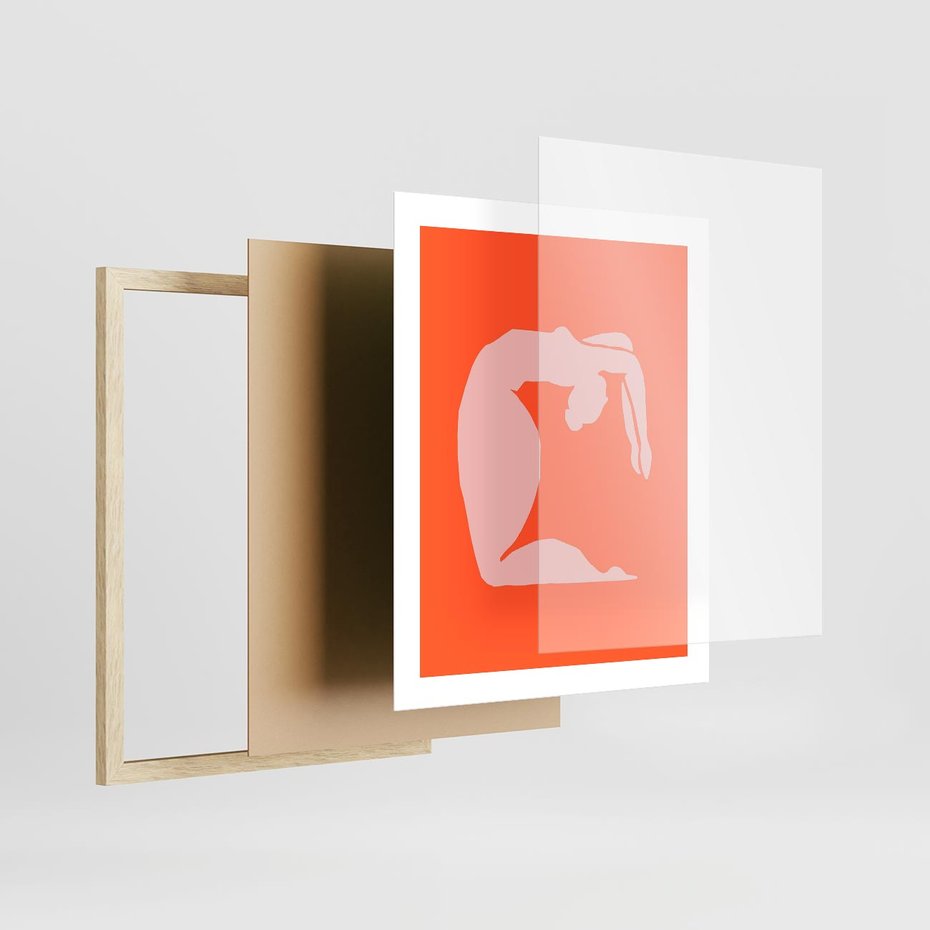 Plakat w ramie 40x50 - Antyczna Godzina - abstrakcja, kobieca sylwetka - rama drewno