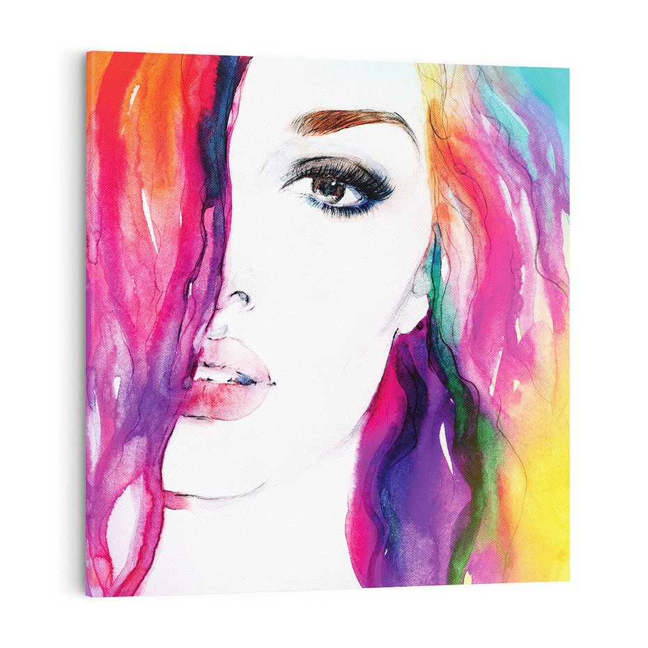 Obraz na płótnie 70x70 - Kobieta Twarz Abstrakcja - kobieta, twarz