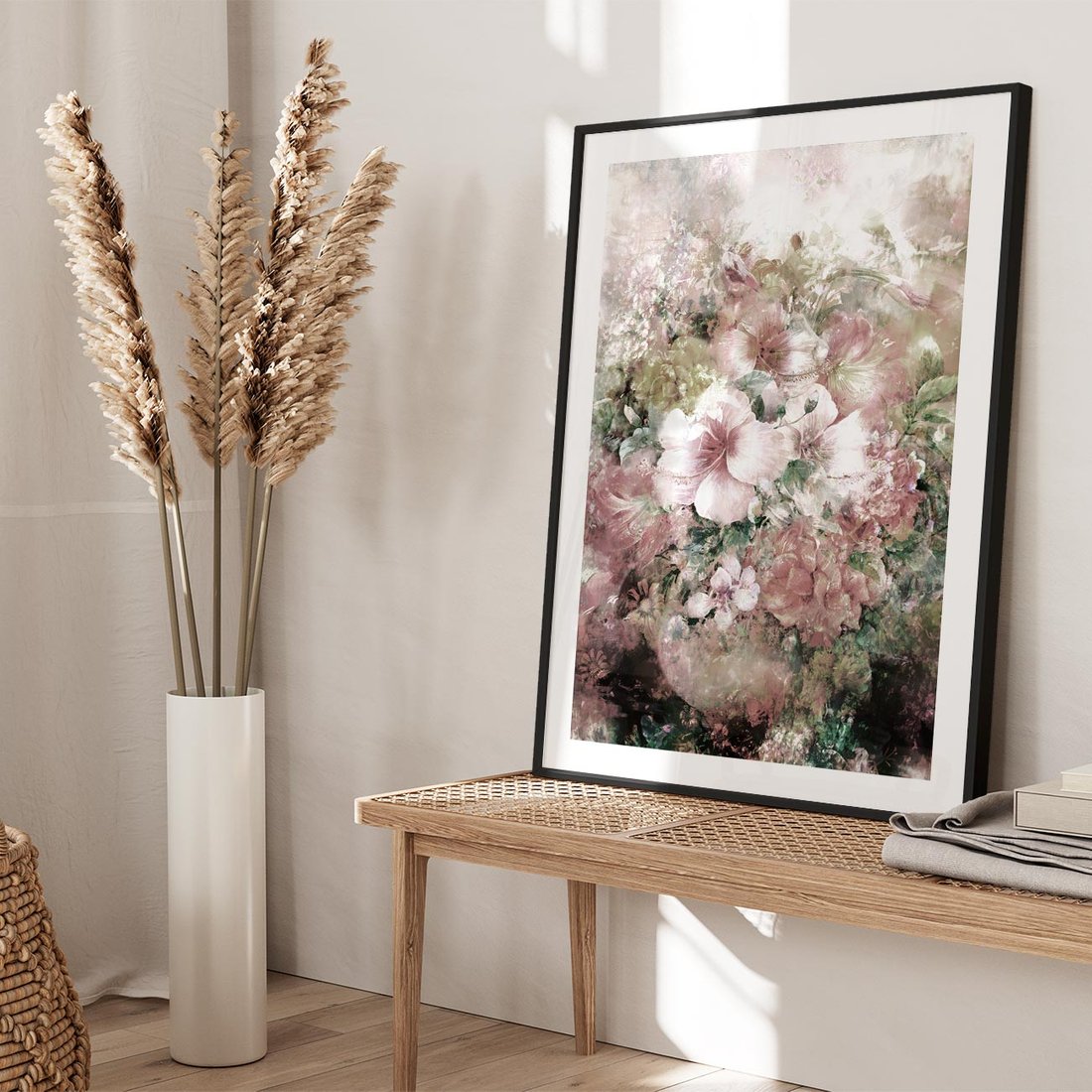 Plakat w ramie 40x50 - Piękno natury na płótnie - kwiaty, olejne - rama czarna