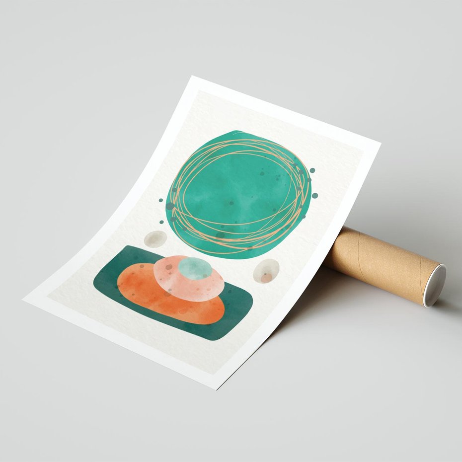 Plakat bez ramy 30x40 - Rozmyte Granice - abstrakcyjne plamy, zielony