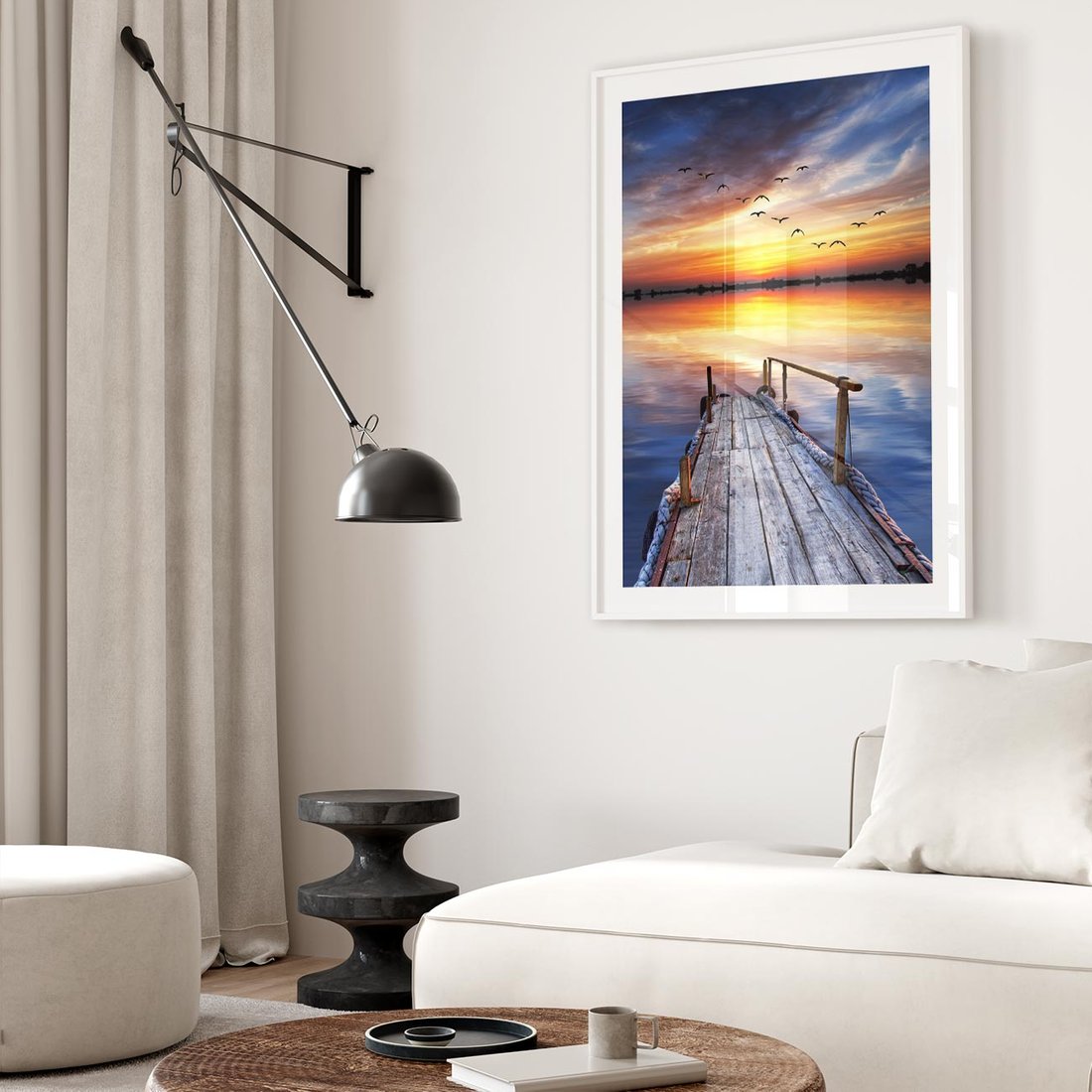 Plakat bez ramy 30x40 - Zachód słońca na pomostcie - pomost, zachód