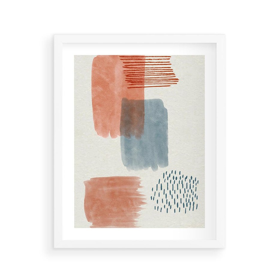 Plakat w ramie 40x50 - Pastelowa Abstrakcja: Maźnięcia Farbą - abstrakcja, maźnięcia farny - rama biała