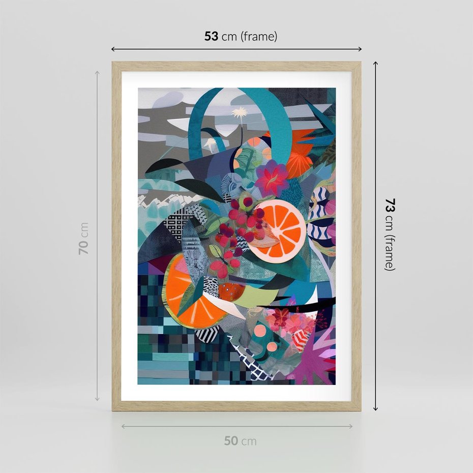 Plakat w ramie 50x70 - Migocące Widoki Harmonii - abstrakcyjny obraz, jak picasso - rama drewno