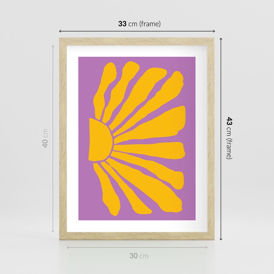 Plakat w ramie 30x40 - Podróżne Kontury - abstrakcyjny plakat, intensywne różowe tło - rama drewno