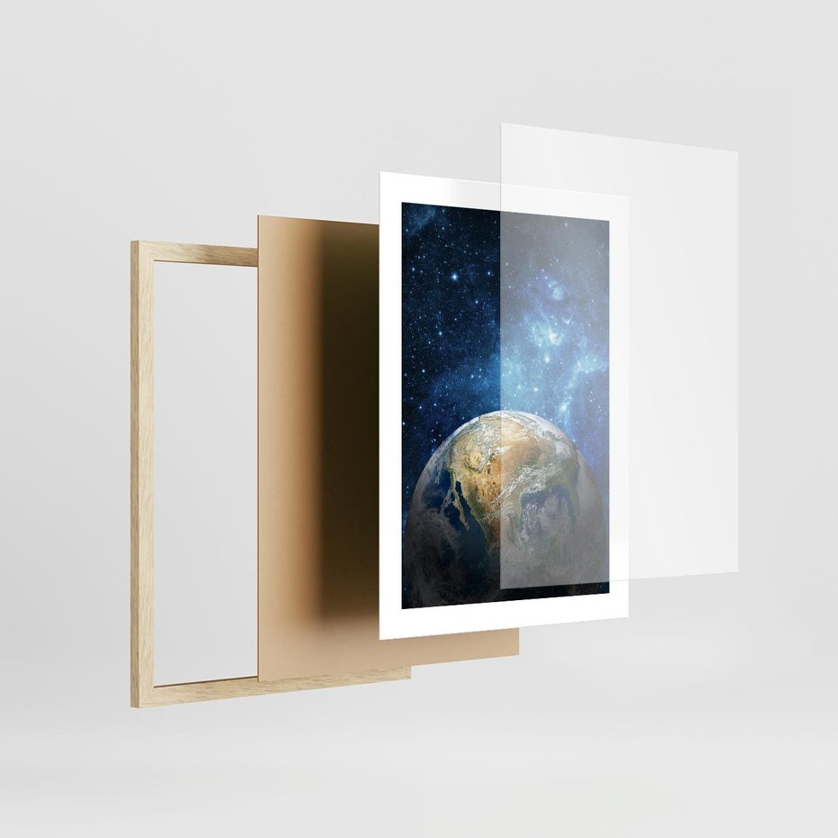 Plakat w ramie 30x40 - Kosmiczne Horyzonty - Ziemia, kosmos - rama drewno