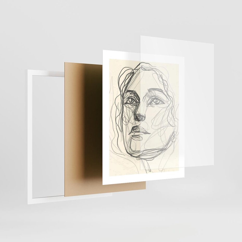 Plakat w ramie 40x50 - Konturem Uchwycone - plakat, minimalistyczny szkic - rama biała