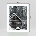 Plakat bez ramy 40x50 - Zaklęta Zima - domek w lesie, śnieg