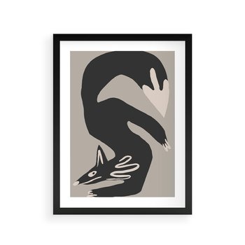 Plakat w ramie 40x50 - Ekspresja Skandynawskiego Światła - skandynawska sztuka, lis - rama czarna