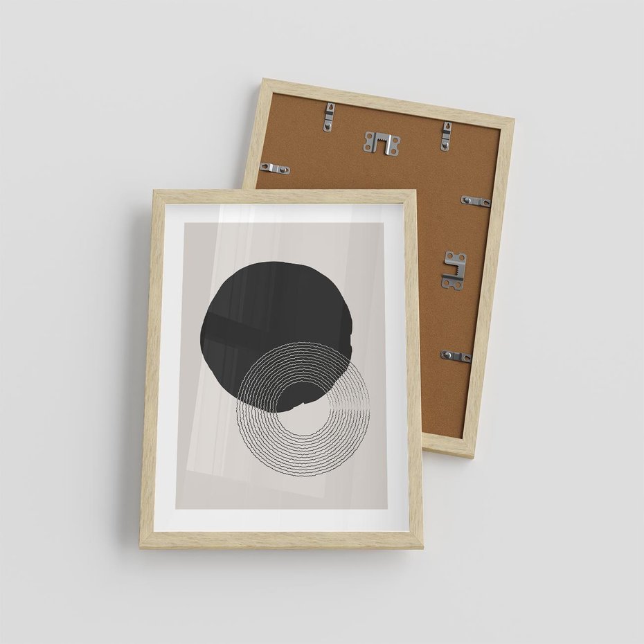 Plakat w ramie 30x40 - Migotliwa Opowieść - abstrakcyjna kompozycja, okręgi - rama drewno