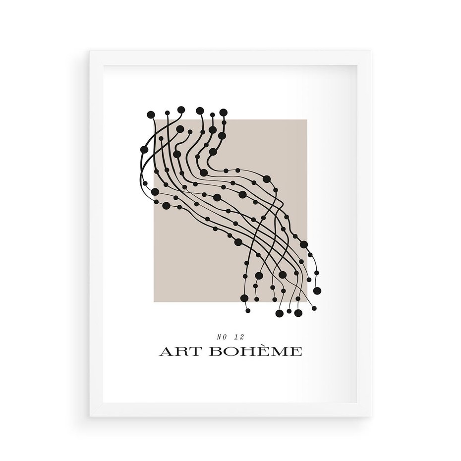 Plakat w ramie 50x70 - Migocące Konstrukcje Abstrakcji - sztuka minimalizmu, biało czarna rycina - rama biała