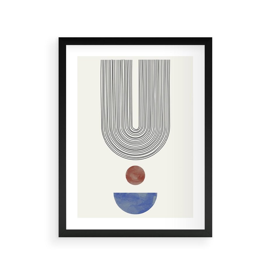 Plakat w ramie 30x40 - Rozplątane Wibracje - nowoczesny plakat, styl midcentury - rama czarna