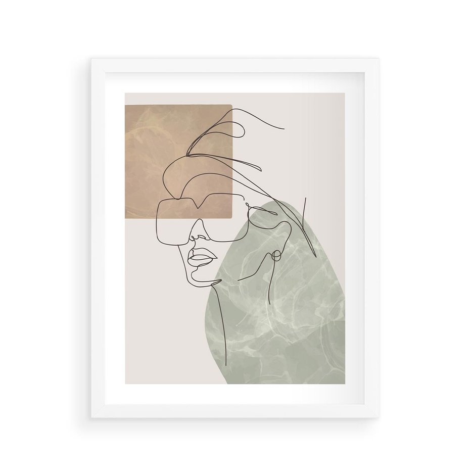 Plakat w ramie 40x50 - Geometria i Szkic - nowoczesny obraz, grafika - rama biała