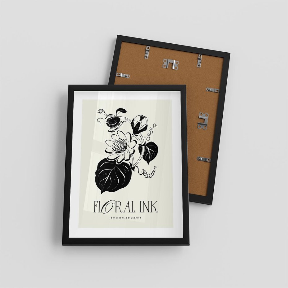 Plakat w ramie 30x40 - Odbicie kwiatowych chwil - kwiaty, typografia - rama czarna