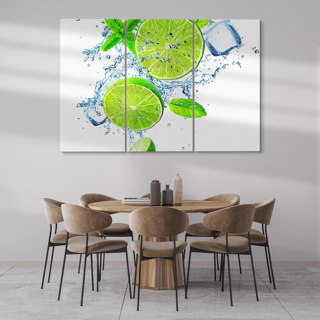 Obraz na płótnie 120x80 - Świeżość limonek w wodzie - limonki, woda