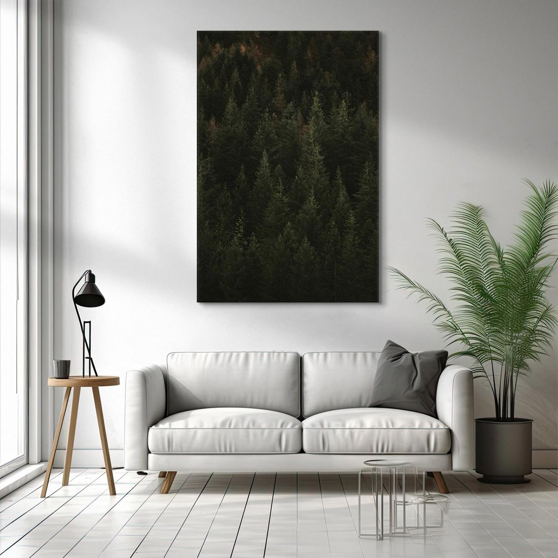 Obraz na płótnie 50x70 - Ciemny las iglasty - las, iglasty