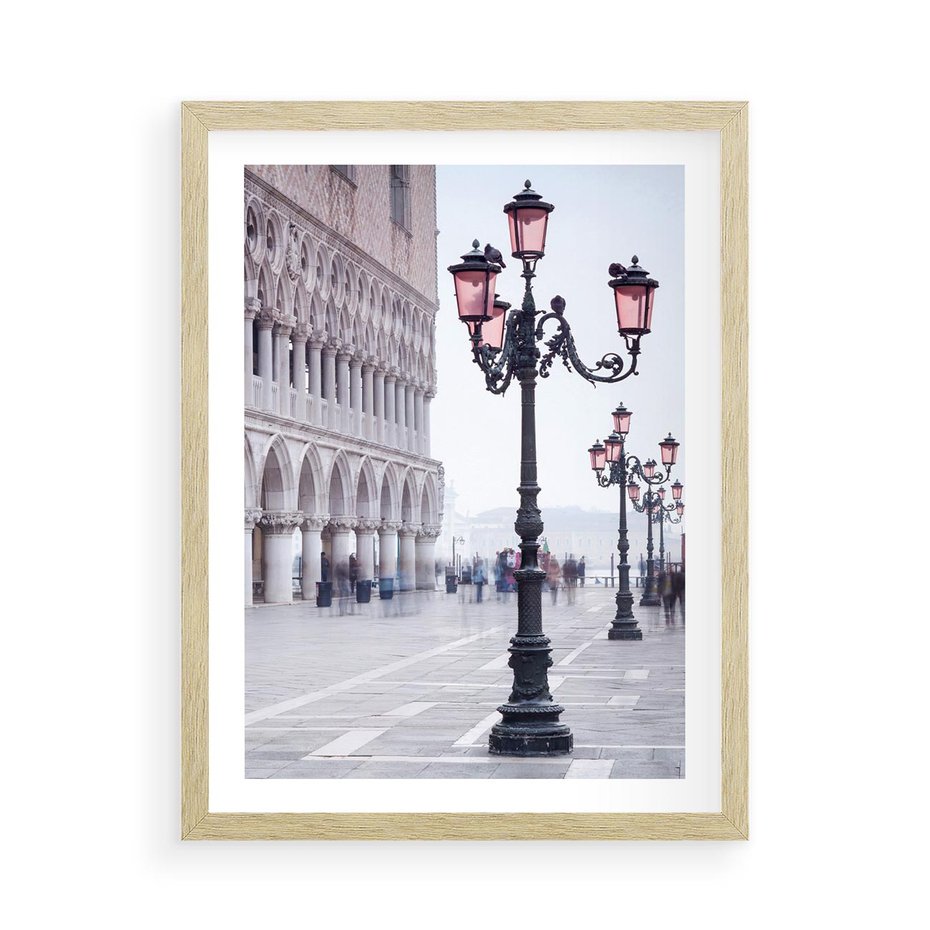 Plakat w ramie 50x70 - Przemijający urok miasta - miasto, uliczka - rama drewno