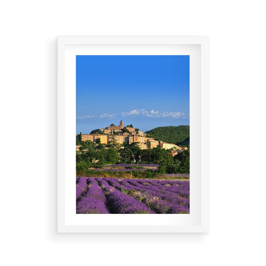 Plakat w ramie 30x40 - Prowansalska Aura - lawenda, Prowansja - rama biała
