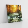 Obraz na płótnie 60x60 - Siła Natury: Strumień w Lesie - strumień, las