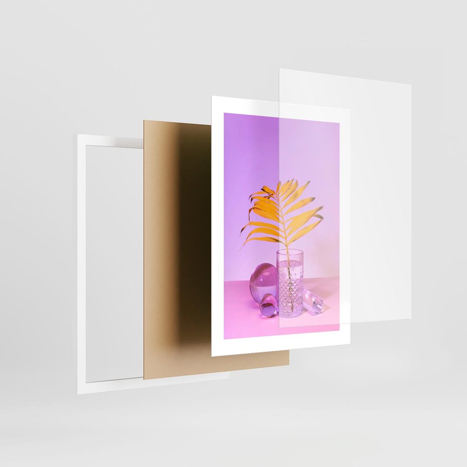Plakat w ramie 30x40 - Minimalizm i Urok Natury - liście, pastele - rama biała