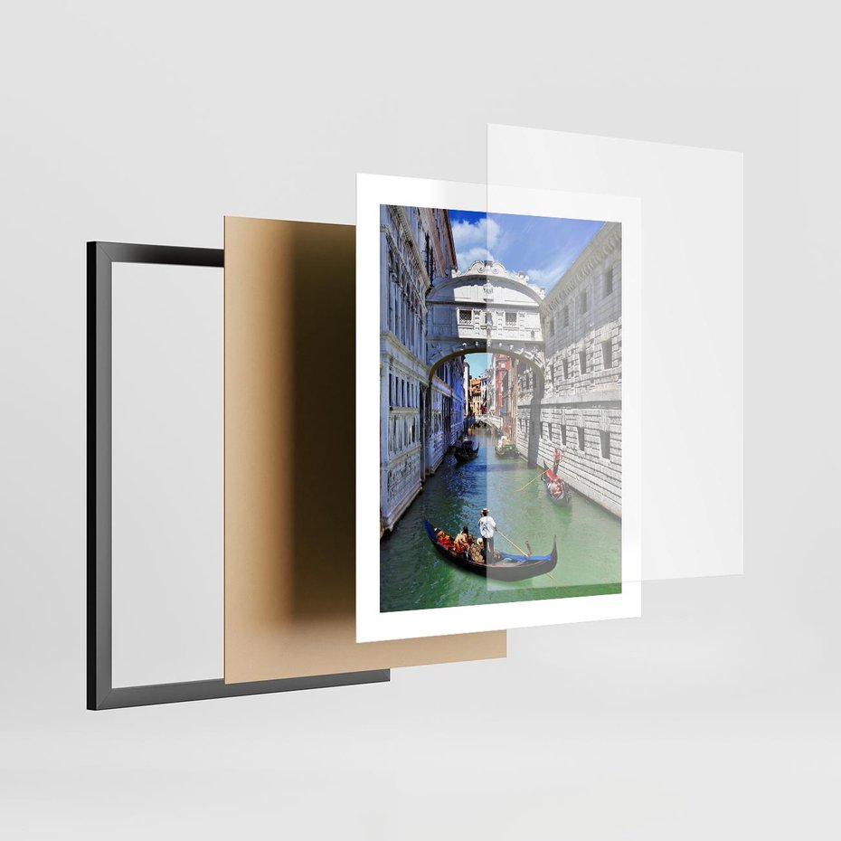 Plakat w ramie 40x50 - Romantyczna gondola w Wenecji - Wenecja, gondola - rama czarna