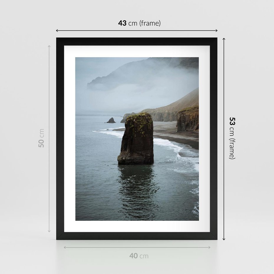Plakat w ramie 40x50 - Mistyczna Aura - morze, mgła - rama czarna