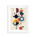 Plakat w ramie 30x40 - Rozbijające Barwne Granice - abstrakcyjna geometryczna kompozycja, koła linie - rama biała