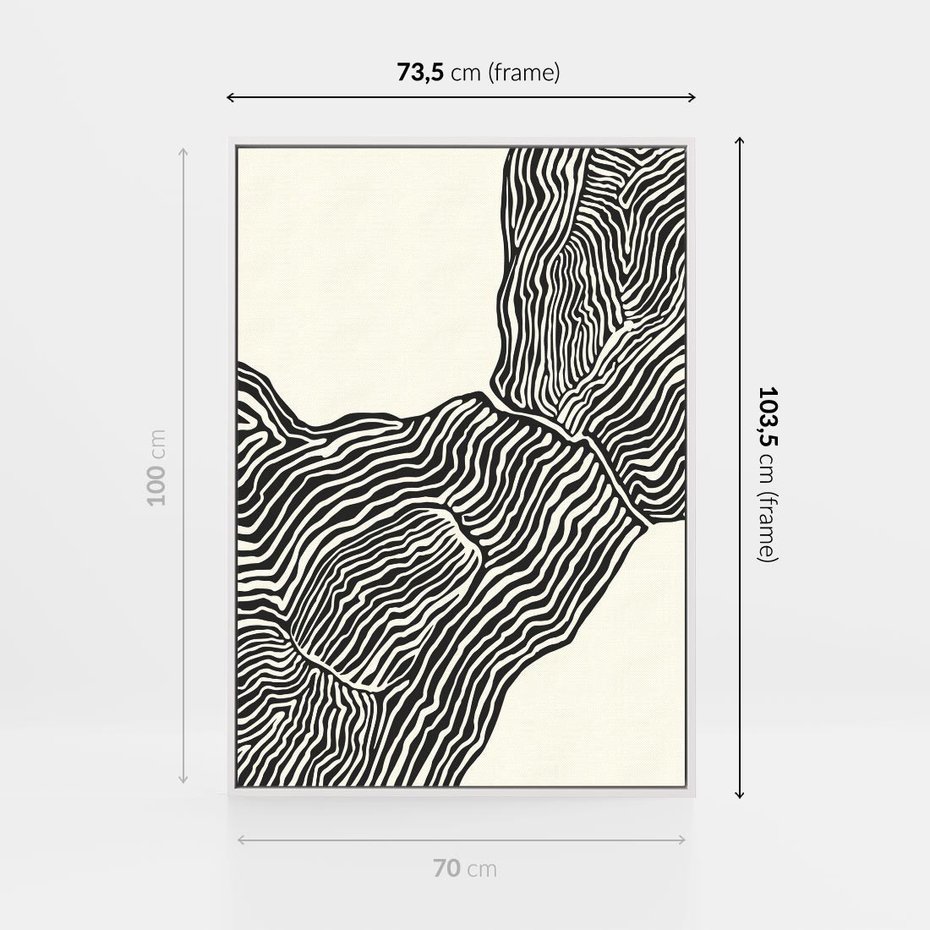 Obraz w ramie 70x100 - Migoczące Kontury - boho plakat, rycina - rama biała