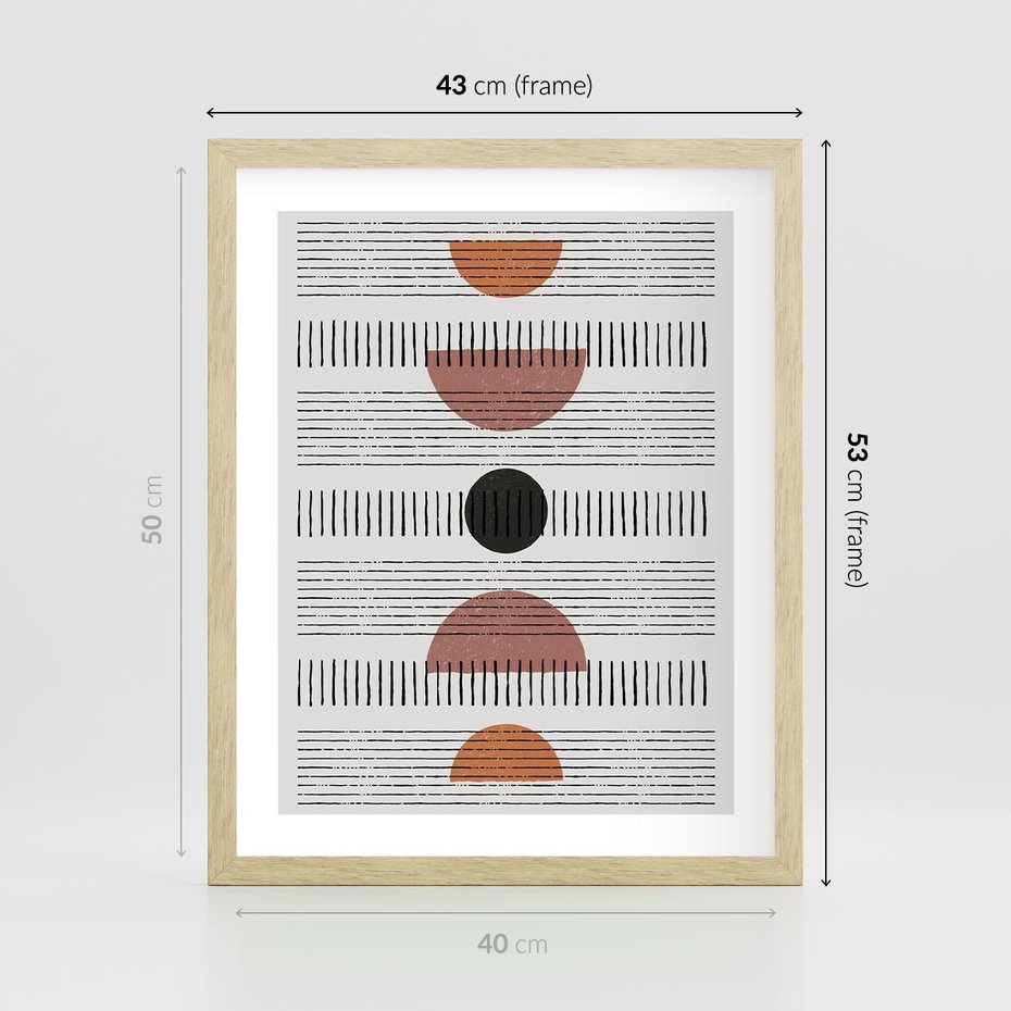 Plakat w ramie 40x50 - Plakat w Stylu Abstrakcji - geometryczna grafika, plakat - rama drewno