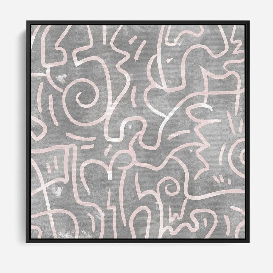 Obraz w ramie 50x50 - Sploty odblasków i zawirowań - abstrakcyjne rysunki, wzorek - rama czarna