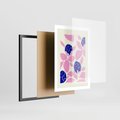 Plakat w ramie 50x70 - Impresje deszczu - nowoczesna kompozycja, kwiaty - rama czarna