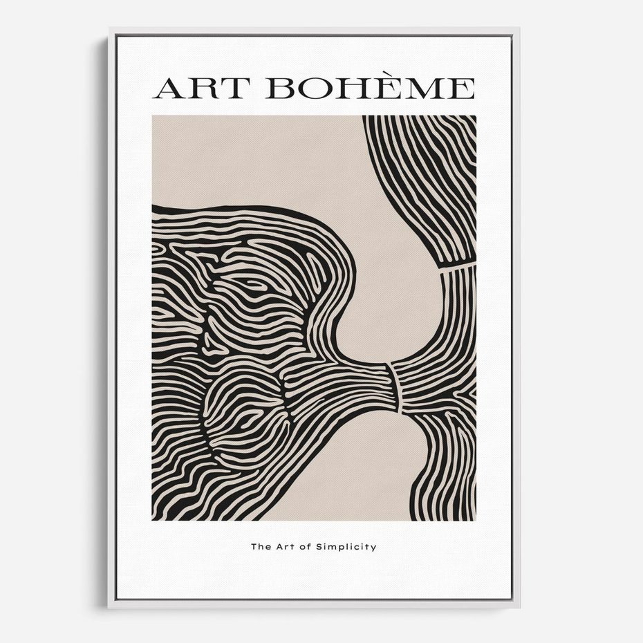 Obraz w ramie 70x100 - Wewnętrzne Zagadki Kształtów - sztuka minimalizmu, biało czarna rycina - rama biała