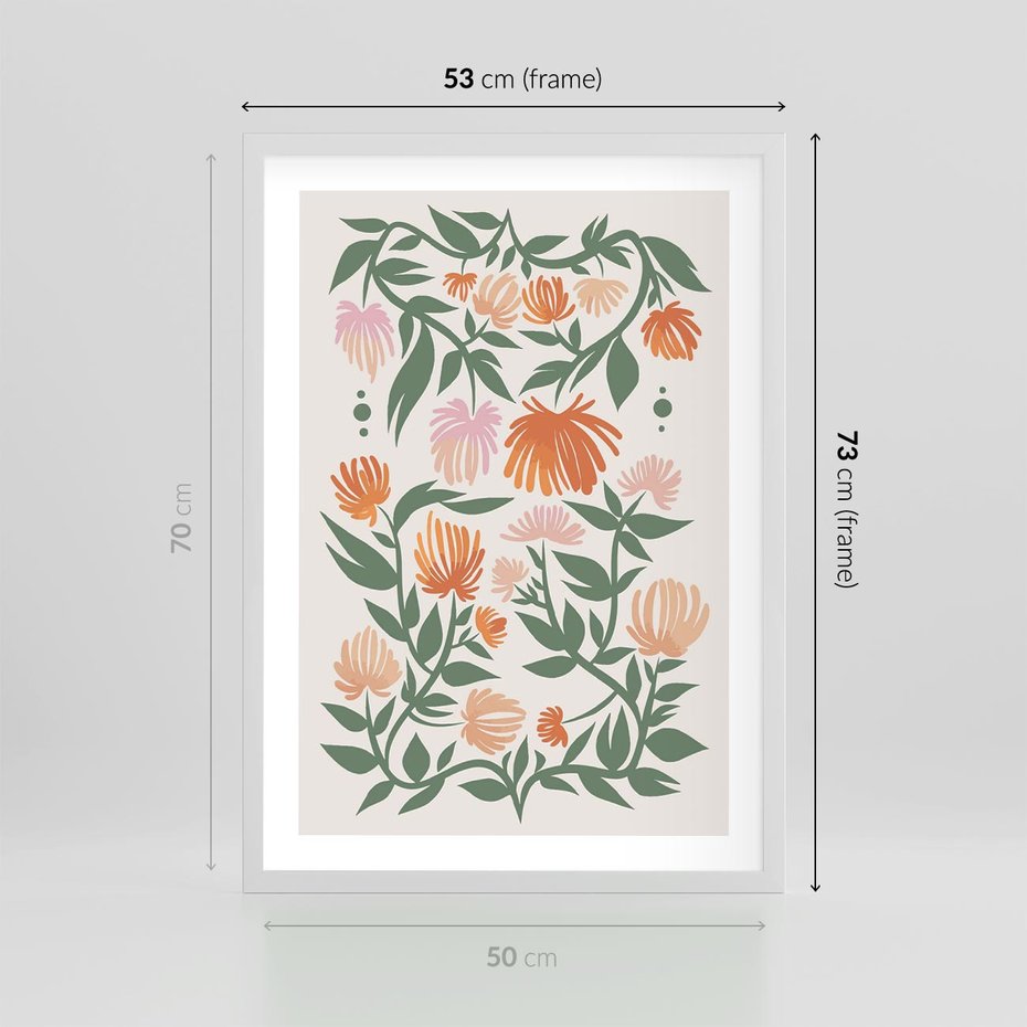 Plakat w ramie 50x70 - Kwiatowe Odbicia - kwiaty polne, plakat - rama biała