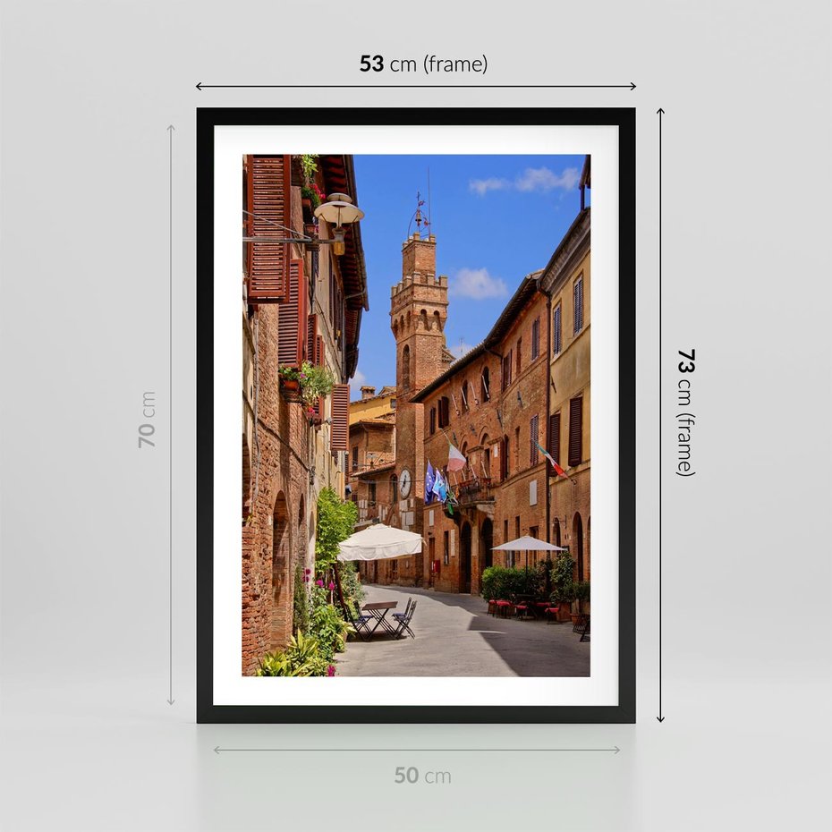 Plakat w ramie 50x70 - Urok włoskich uliczek - włoskie, uliczki - rama czarna