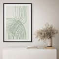 Plakat w ramie 50x70 - Migotliwa Spokojna Zieleń - zielony plakat, abstrakcyjne splątane linie - rama czarna