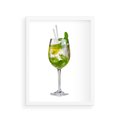 Plakat w ramie 30x40 - Limonkowy drink w letnim stylu - drink, limonka - rama biała