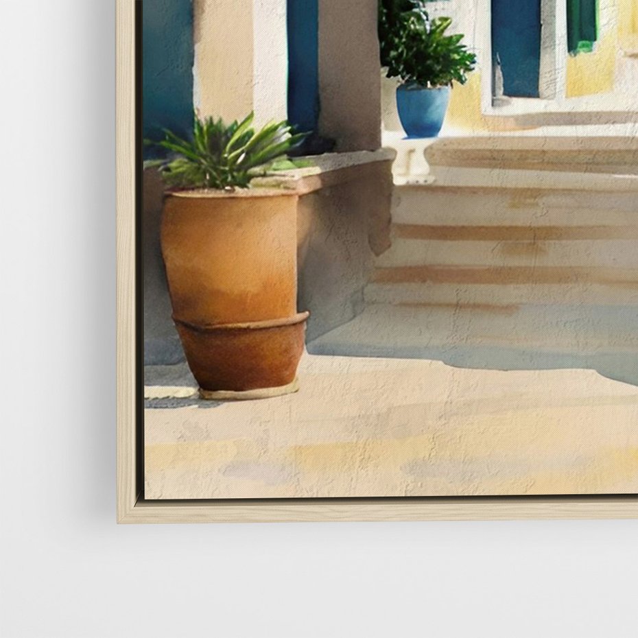 Obraz w ramie 70x100 - Nadmorskie Łuki - akwarela, śródziemnomorski klimat - rama drewno