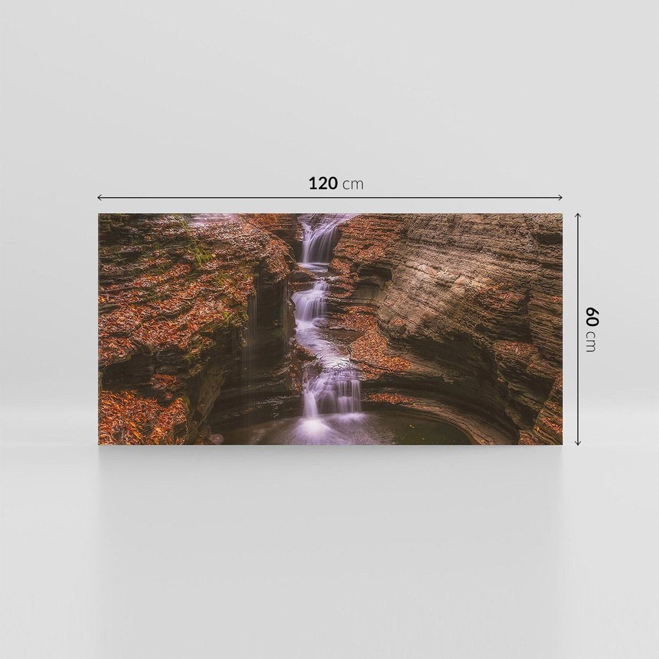 Obraz na płótnie 120x60 - Barwna Harmonia - strumień, las