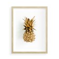 Plakat w ramie 50x70 - Ekskluzywny Akcent - złoty, ananas - rama drewno